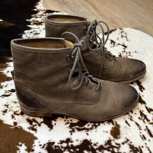 Sebago Womens Jayne Mid Boot Size 11 Taupe Brown Leather Lace Up Combat Booties